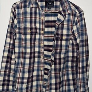 American Eagle Outfitters Blue and Red Plaid Men's Shirt